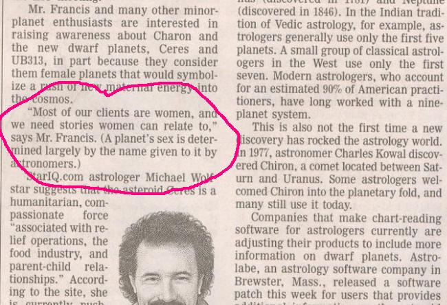 Wall Street Journal article extract - the businees of naming planets