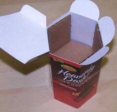 Bartons Heavenly Dark Truffles package, opened, with filler cardboard