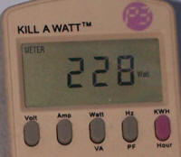 KILL A WATT readout 228 Watts