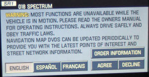 Ford Escape Navigation System Disclaimer Page