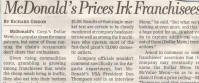 WSJ Article - McDonald's Prices Irk Franchisees