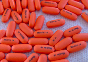 Ibuprofen tablet closeup