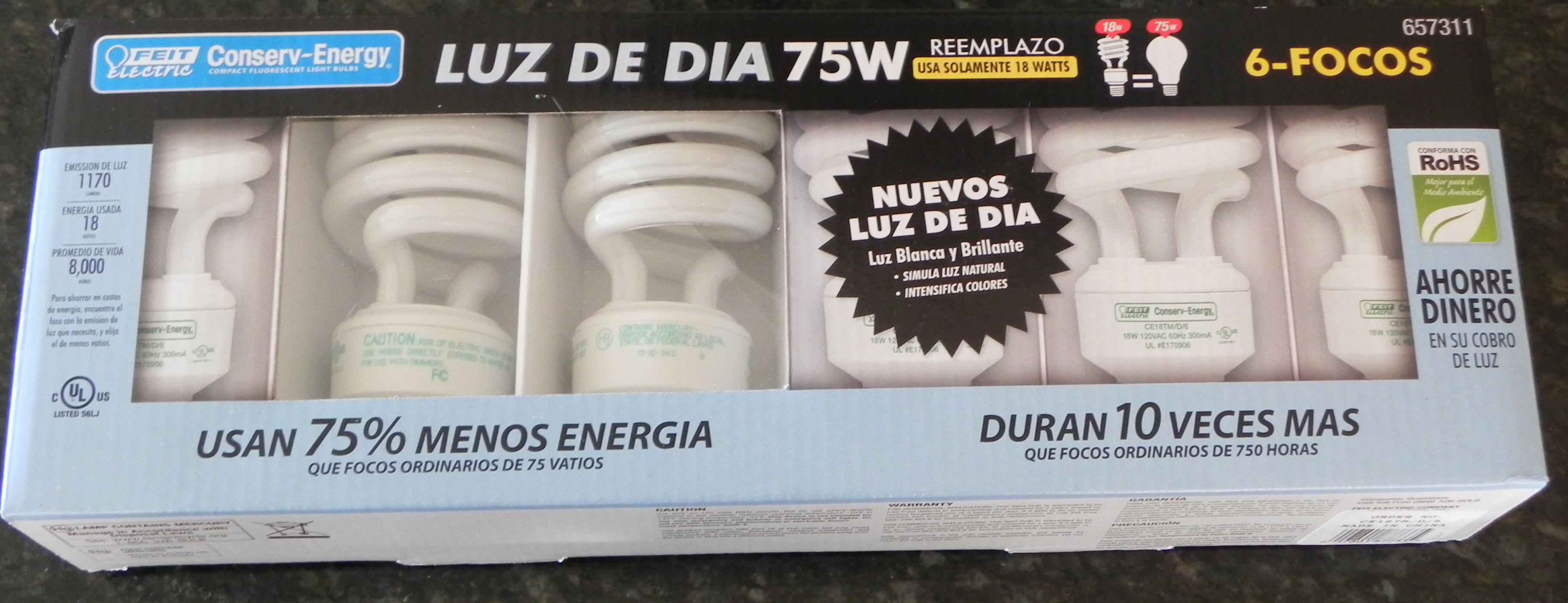Box of 6 75W-equivalent CFLs.  Total price after subsidy:  $.99!