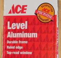 Tag on Ace Hardware aluminum level