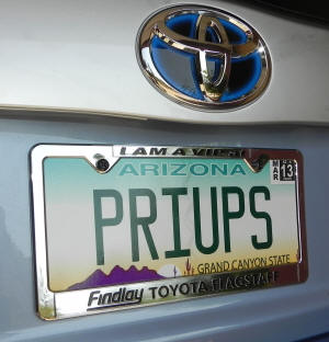 Arizona license plate "PRIUPS"