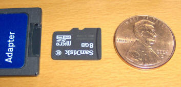 Micro memory card compared to penny