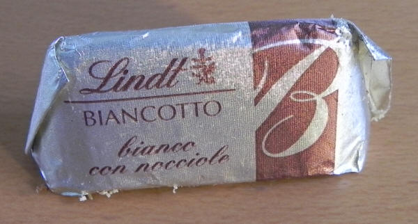 Lindt Biancotto chocolate, mercifully fully wrapped
