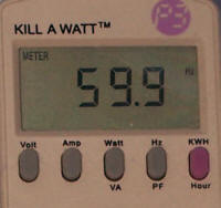 KILL A WATT Readout 59.9 Hz